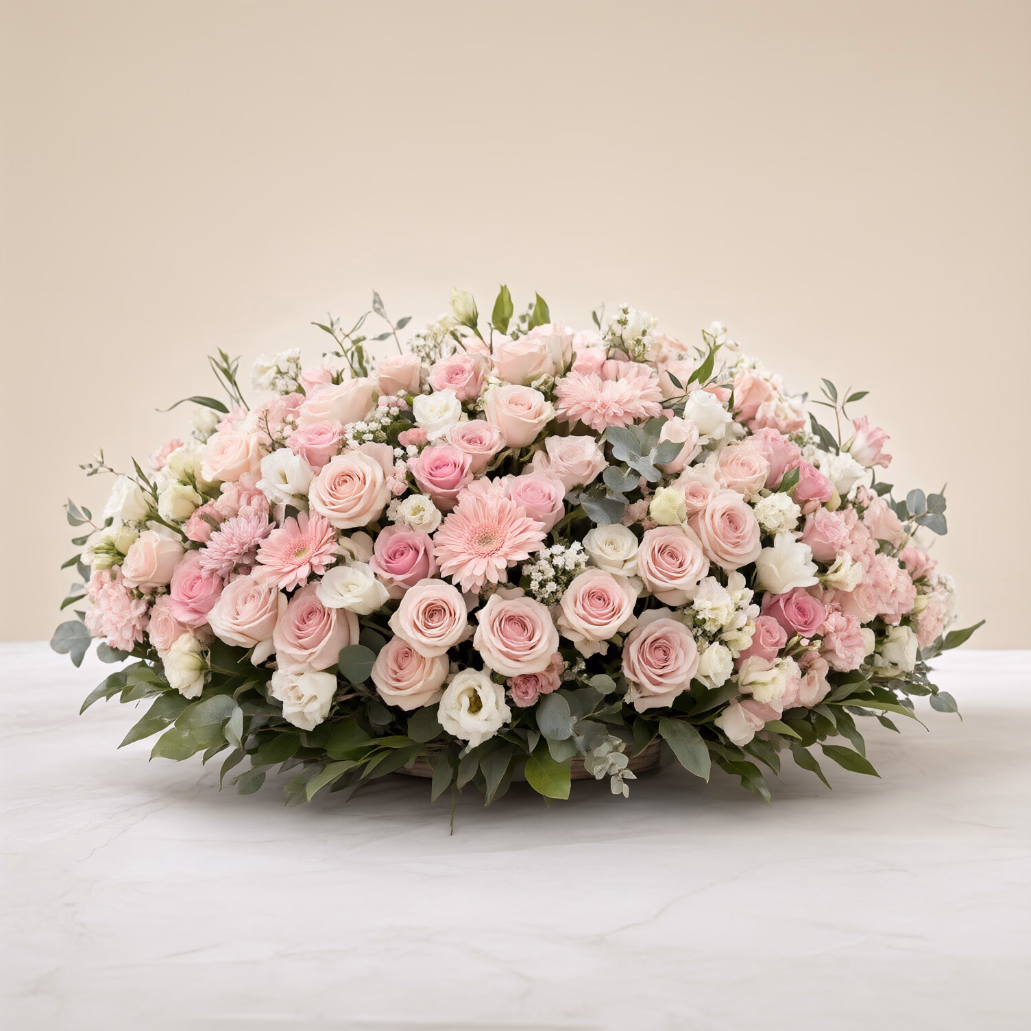 Cesto Funebre Rosa Delicato — foto 2